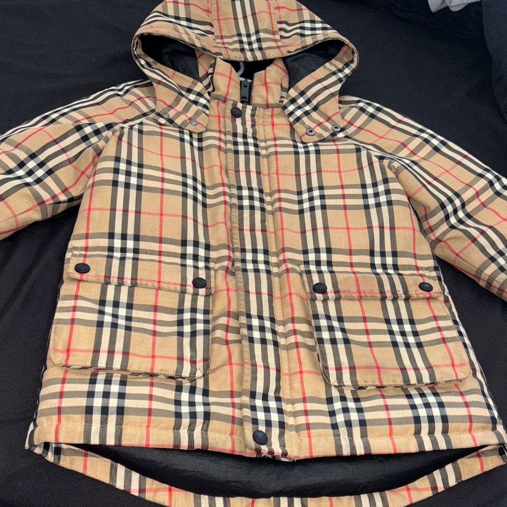 Burberry Kids Beige Plaid Puffer Jacket